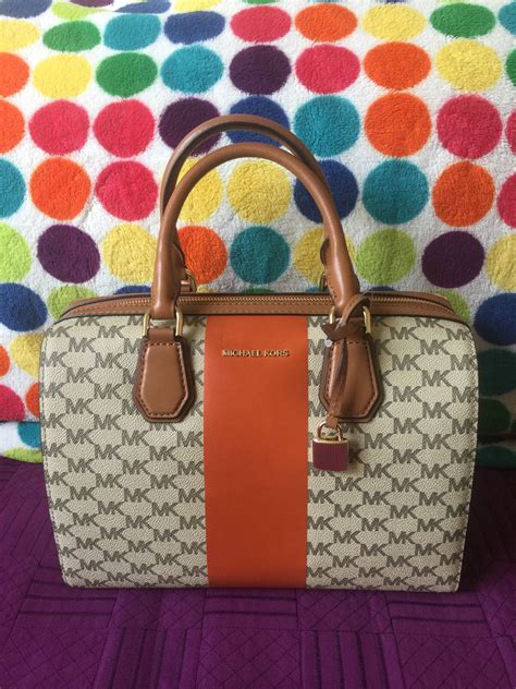 michael michael kors studio center stripe mercer medium duffel